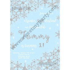 Winter Onederland Invitation silver blue,(6) Winter Onederland Invitation silver blue,(6)